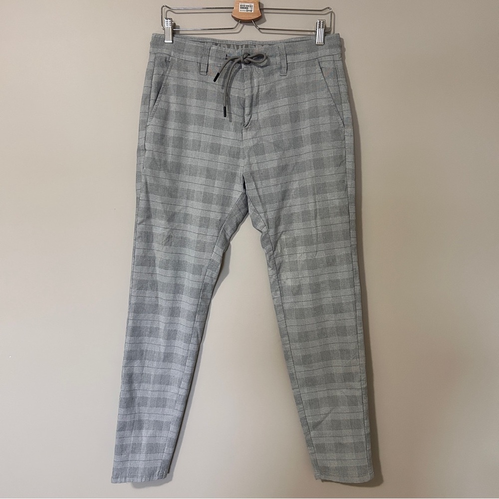 Projek Raw men’s grey checkered actiflex drawstring trousers pants in 32